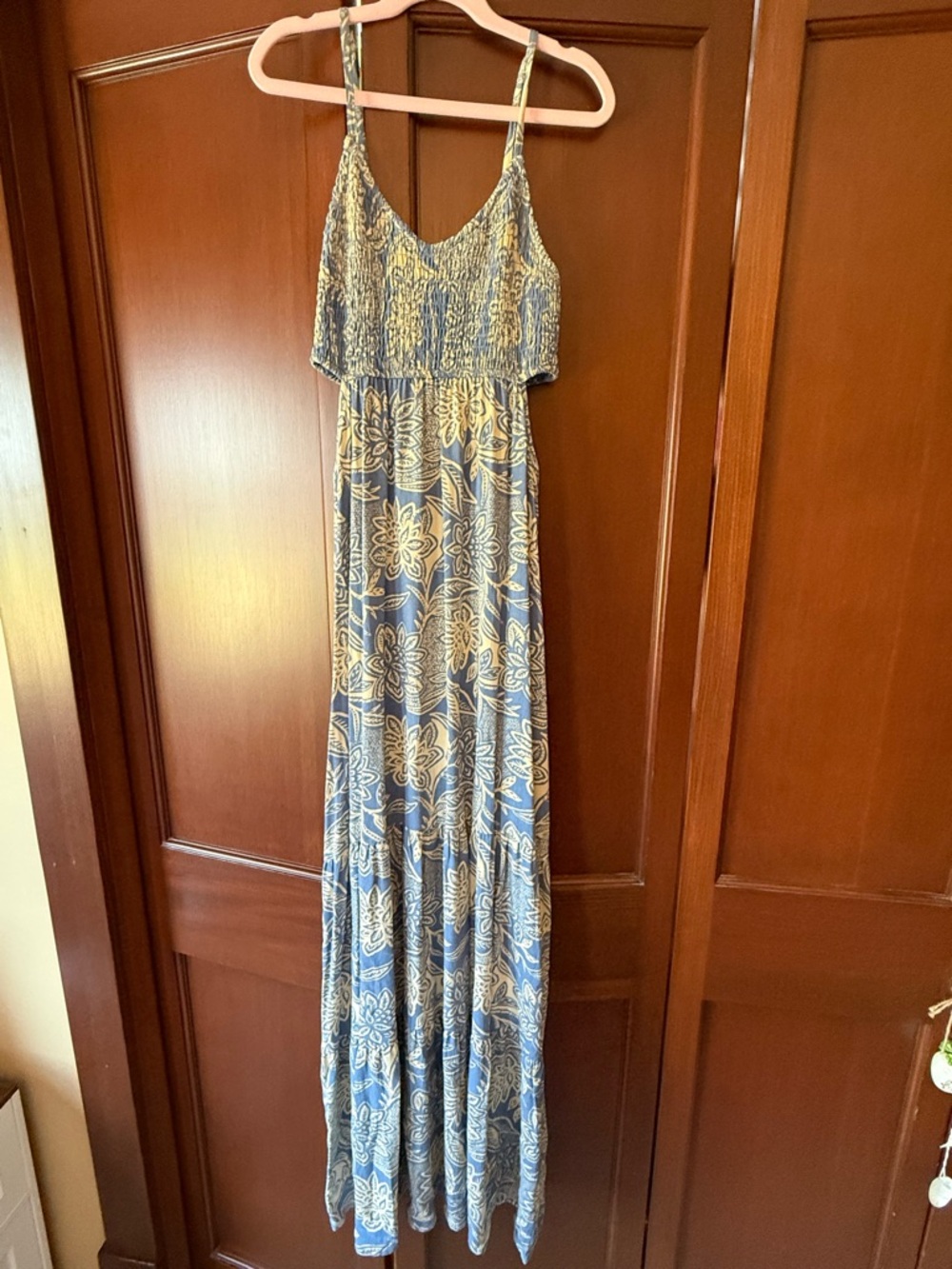 Roxy Blue and Cream Floral Maxi Dress